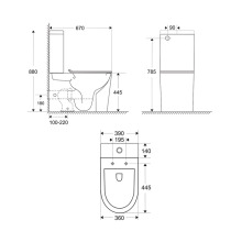 WC kombi, vyvýšené, vario odpad, kapotované, Smart Flush RIMLESS, keramické, vr. sedátka