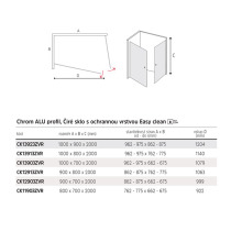 Pivotový sprchový kút, Novea, obdĺžnik, 100x80 cm, chróm ALU, sklo Číre